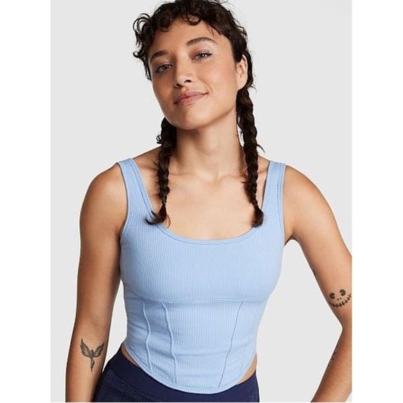 VS PINK | The Cinched Corset Top in Light Blue Size Small - Picture 1 of 6